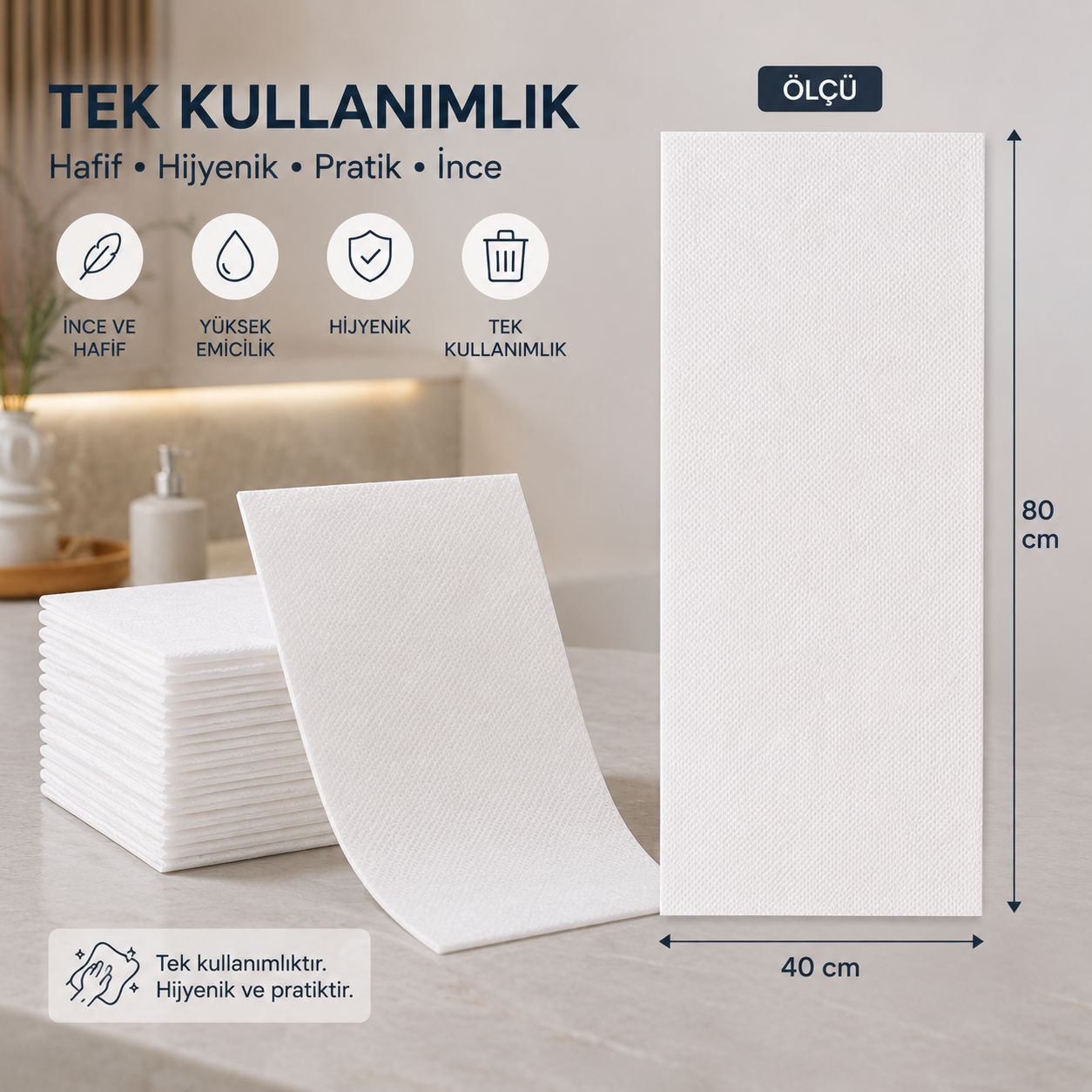 Genel Kullanım Amaçlı Tek Kullanımlık Havlu 20 Adet 40x80 cm