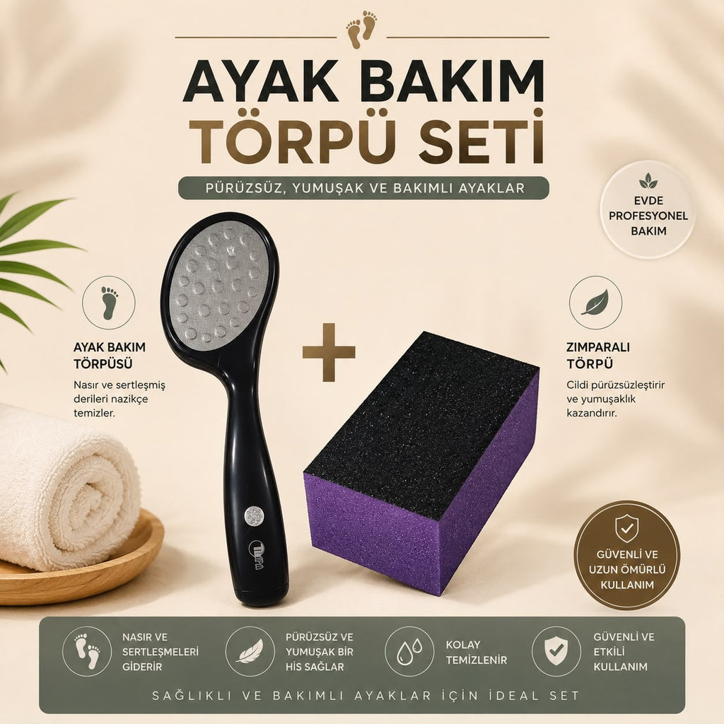 Temel Ayak Bakım Seti Ayak Bakım törpüsü + Zımparalı Törpü