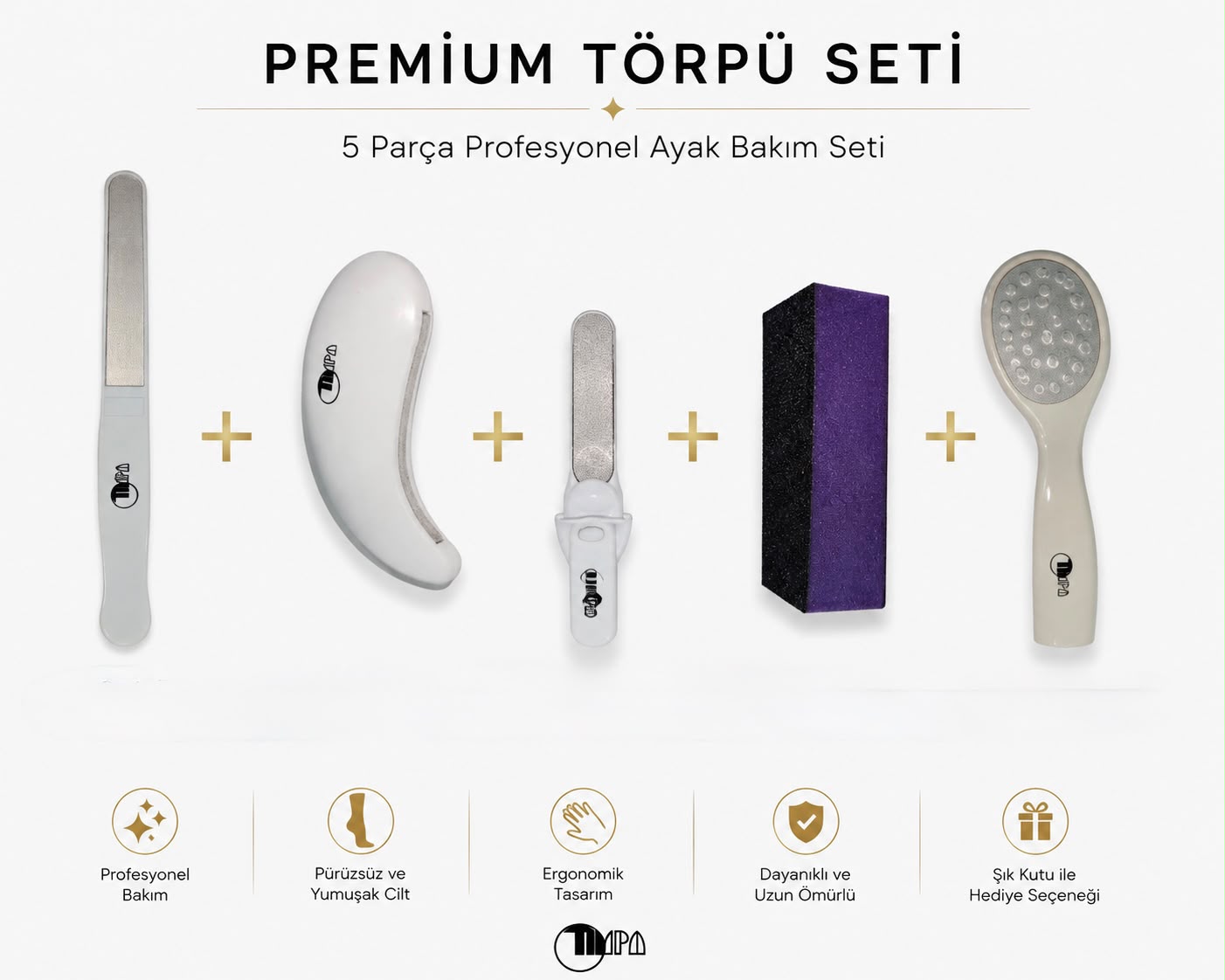 Premium Ayak, El ve Dirsek Bakım Seti – 5'li Profesyonel Törpü Seti