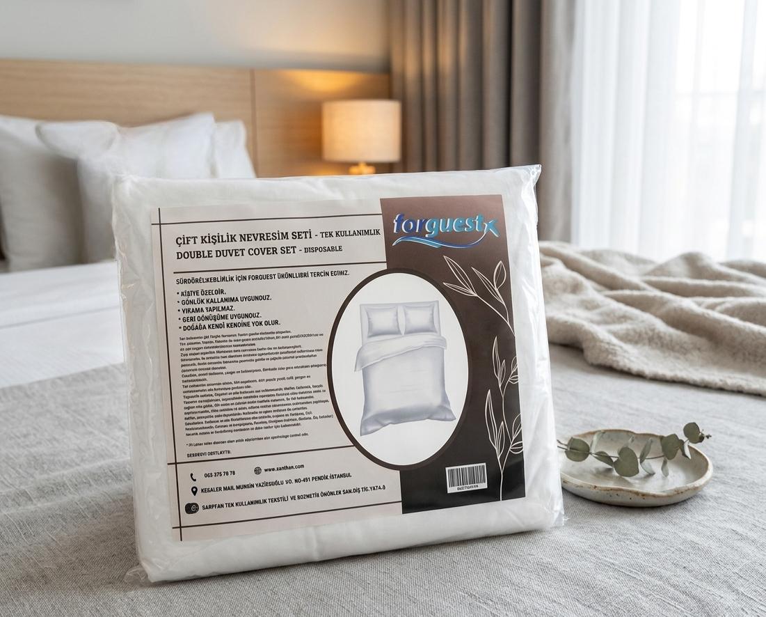 Tek Kullanımlık Nevresim Takımı Çift Kişilik - 4 Adet/Paket
