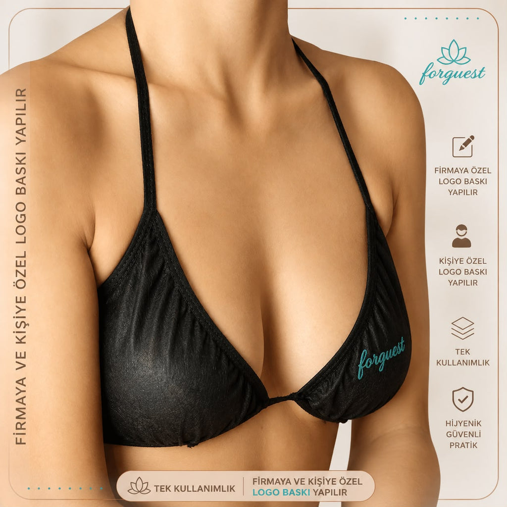 Logo Baskılı Spa Unisex Sütyen Siyah 500 ADET