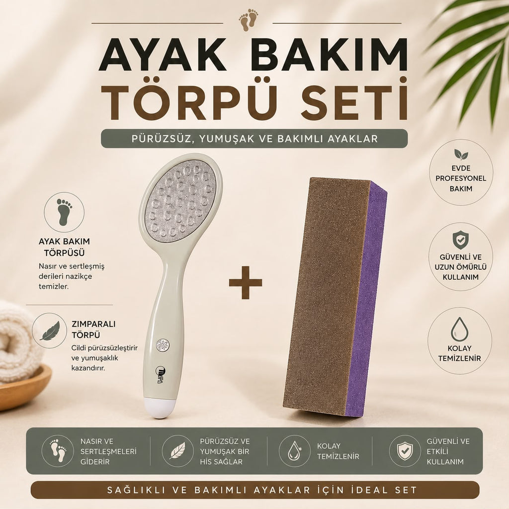 Temel Ayak Bakım Seti Ayak Bakım törpüsü + Zımparalı Törpü