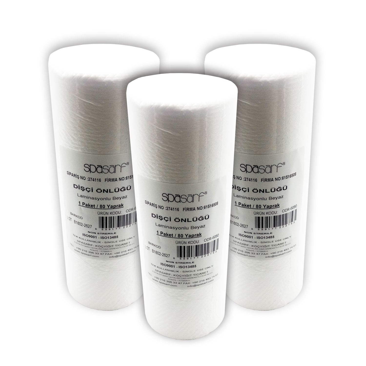 Tek Kullanımlık Rulo Dişçi Önlüğü Laminasyonlu 80 Yaprak 55X60Cm 4 ADET/PAKET